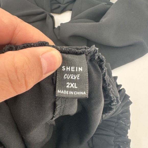 Shein Pants Women 2XL Curve Black Sheer Wide Leg Elastic Pull On High Rise - Picture 6 of 11